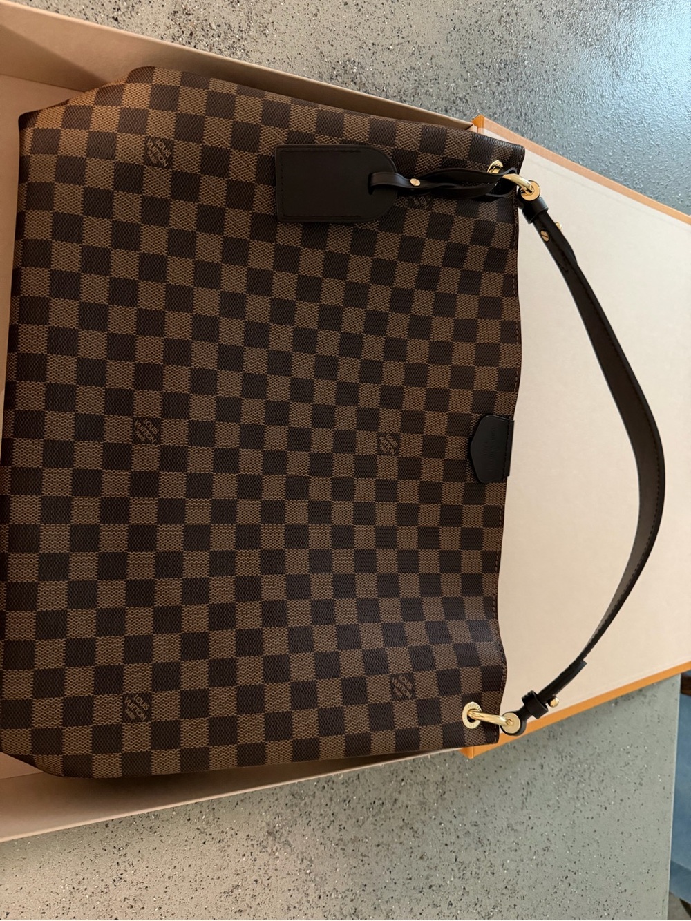 Louis Vuitton Brown Checked Damier slouchy bag-color not sold anymore